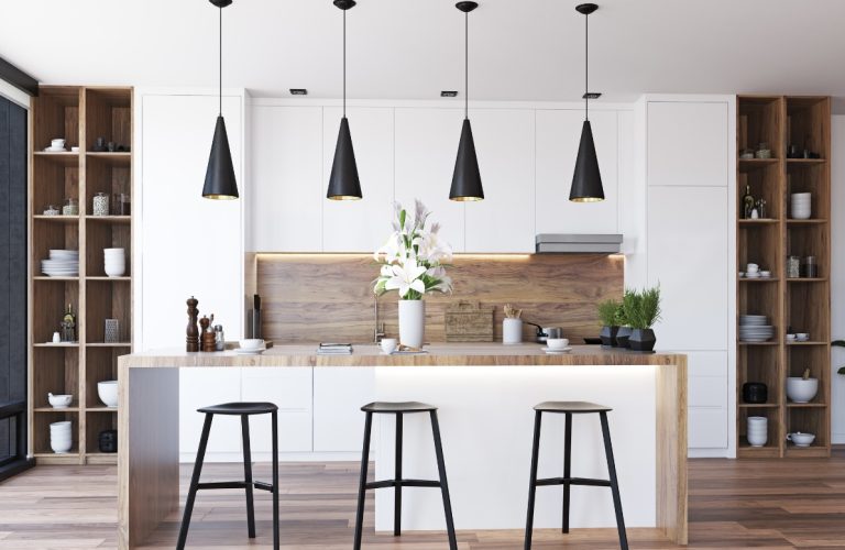 custom wood and white kitchen
