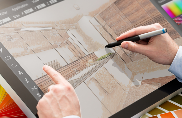 design sketch on tablet